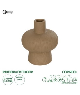 GloboStar® Artificial Garden CORNEOL 21262 Διακοσμητικό Κεραμικό Βάζo Καφέ Π17 x Μ17 x Υ20cm